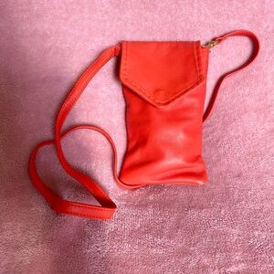 Clare V. Red leather Soft Camille crossbody phone bag